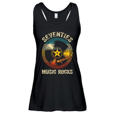 Seventies Music Rocks Retro 70´S Vintage Vinyl Records Ladies Essential Flowy Tank