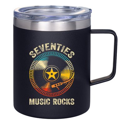 Seventies Music Rocks Retro 70´S Vintage Vinyl Records 12oz Stainless Steel Coffee Mug