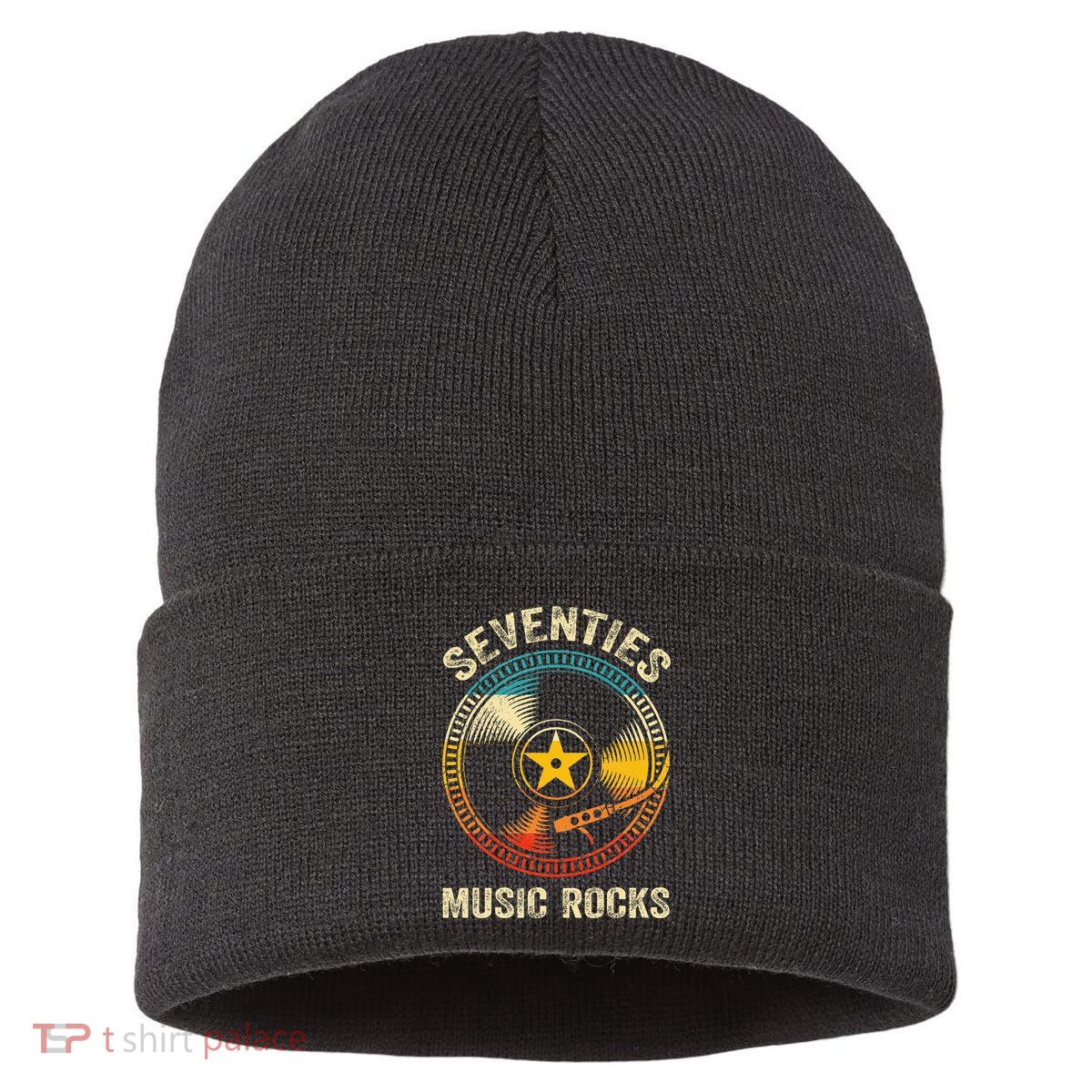 Seventies Music Rocks Retro 70´S Vintage Vinyl Records Sustainable Knit Beanie