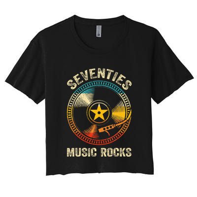 Seventies Music Rocks Retro 70´S Vintage Vinyl Records Crop Top