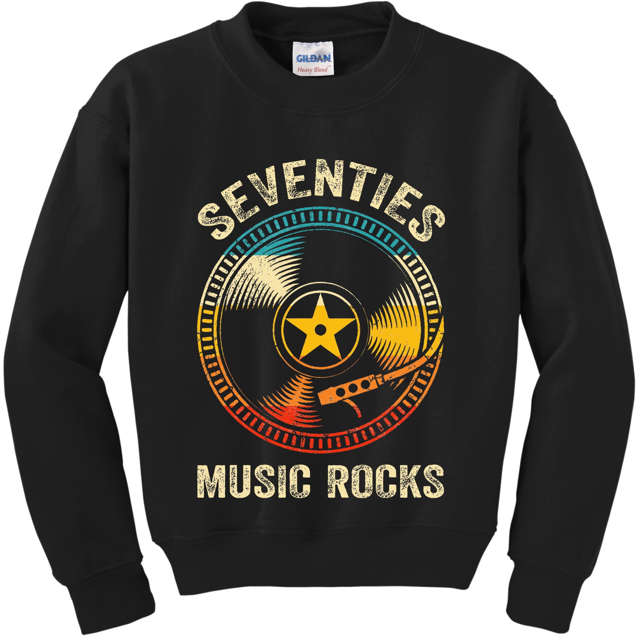 Seventies Music Rocks Retro 70´S Vintage Vinyl Records Kids Sweatshirt