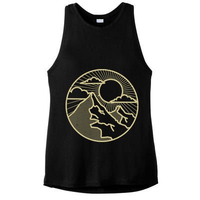 Sunset Mountain Retro Ladies PosiCharge Tri-Blend Wicking Tank
