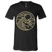 Sunset Mountain Retro V-Neck T-Shirt
