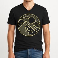 Sunset Mountain Retro V-Neck T-Shirt