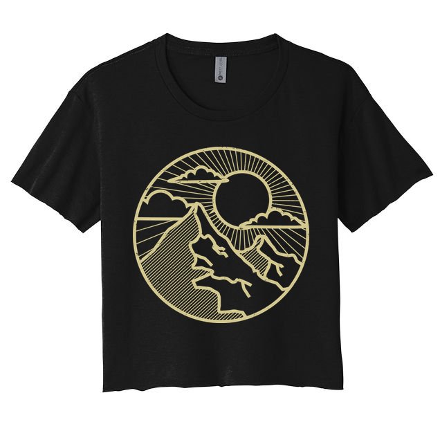 Sunset Mountain Retro Crop Top