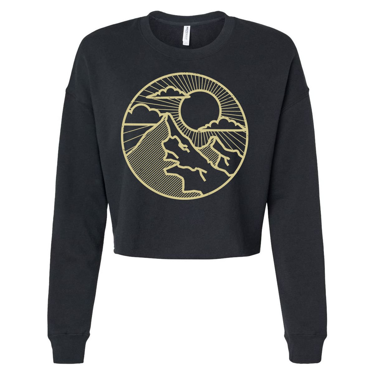 Sunset Mountain Retro Cropped Pullover Crew