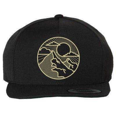 Sunset Mountain Retro Wool Snapback Cap