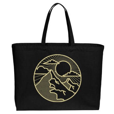 Sunset Mountain Retro Cotton Canvas Jumbo Tote