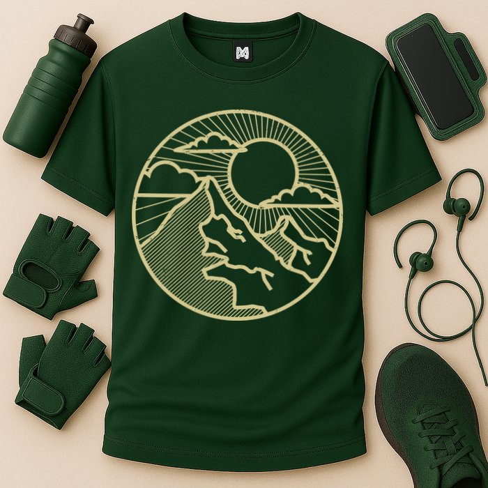 Sunset Mountain Retro Performance Shirt
