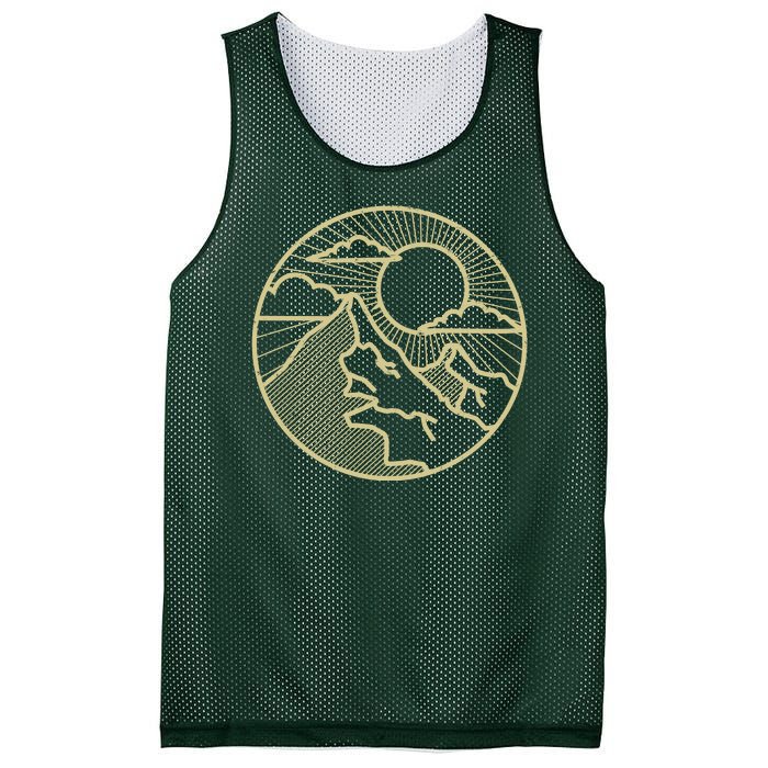 Sunset Mountain Retro Mesh Reversible Basketball Jersey Tank