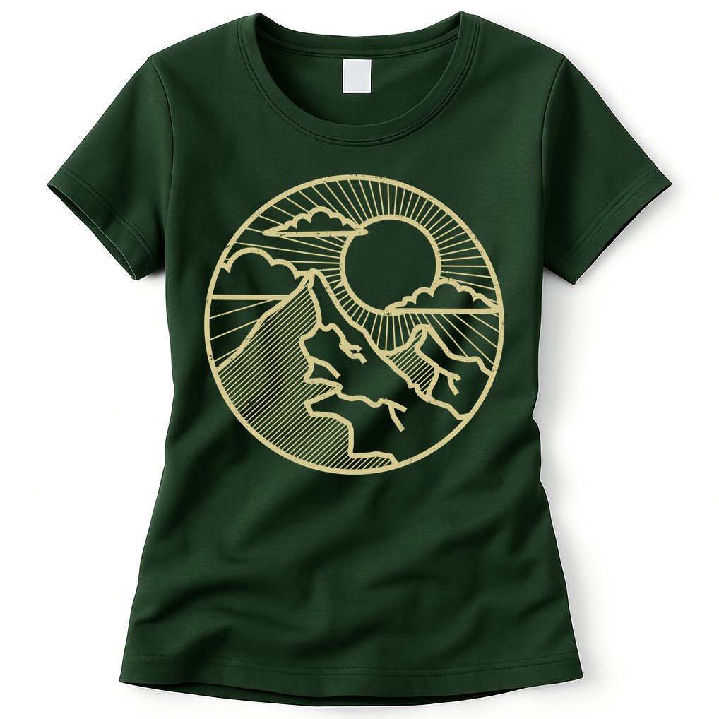 Sunset Mountain Retro Womens T-Shirt