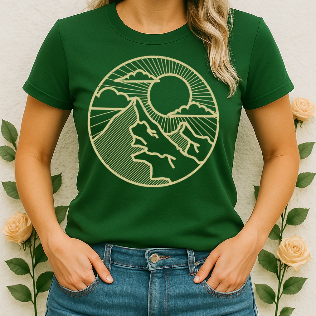 Sunset Mountain Retro Womens T-Shirt