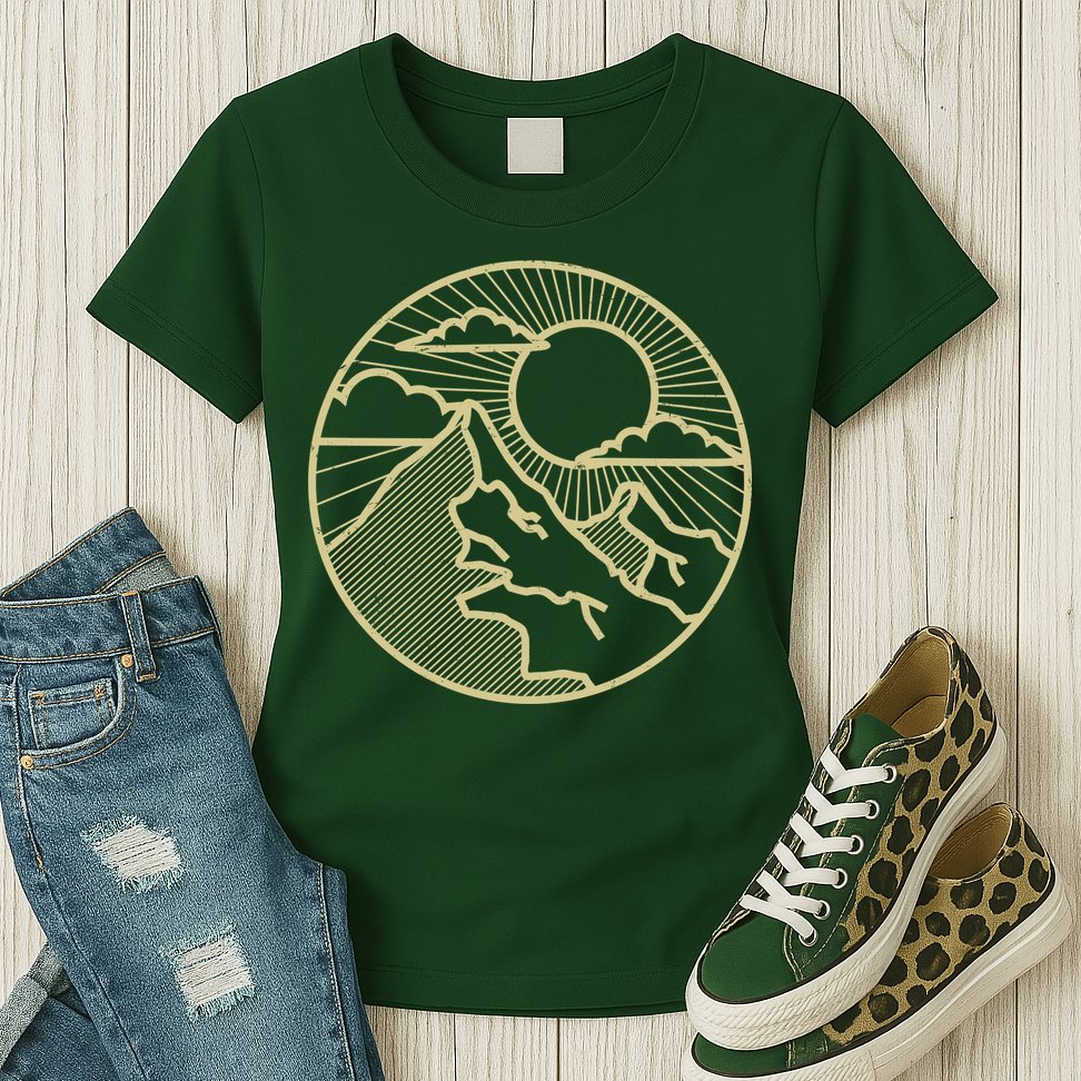 Sunset Mountain Retro Womens T-Shirt