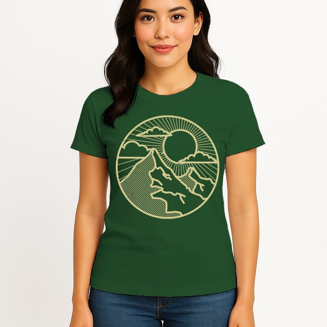 Sunset Mountain Retro Womens T-Shirt