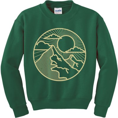 Sunset Mountain Retro Kids Sweatshirt