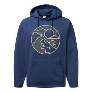 Sunset Mountain Retro Performance Fleece Hoodie