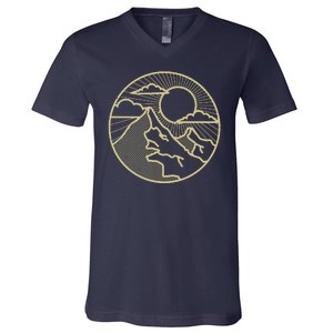 Sunset Mountain Retro V-Neck T-Shirt