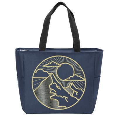 Sunset Mountain Retro Zip Tote Bag