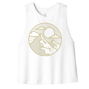 Sunset Mountain Retro Women's Racerback Cropped Tank