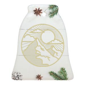 Sunset Mountain Retro Ceramic Bell Ornament