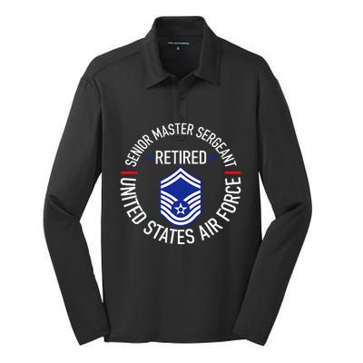 Senior Master Sergeant Retired Retirement Silk Touch Performance Long Sleeve Polo