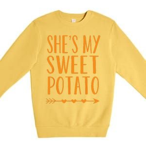 Shes My Sweet Potato Thanksgiving Halloween Matching Couple Premium Crewneck Sweatshirt