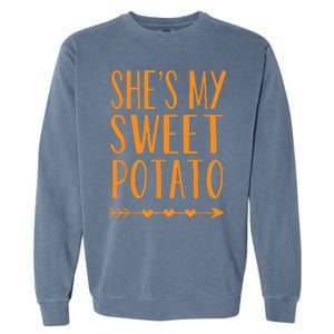 Shes My Sweet Potato Thanksgiving Halloween Matching Couple Garment-Dyed Sweatshirt