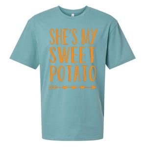 Shes My Sweet Potato Thanksgiving Halloween Matching Couple Sueded Cloud Jersey T-Shirt