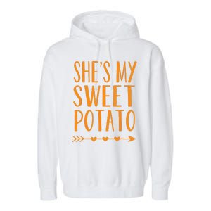 Shes My Sweet Potato Thanksgiving Halloween Matching Couple Garment-Dyed Fleece Hoodie