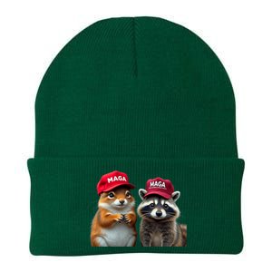 Social Media Star Peanut The Squirrel & Fred The Raccoon Knit Cap Winter Beanie