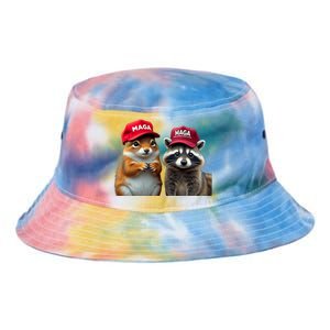 Social Media Star Peanut The Squirrel & Fred The Raccoon Tie Dye Newport Bucket Hat