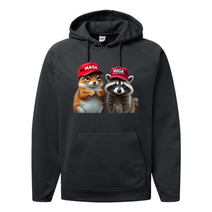 Social Media Star Peanut The Squirrel & Fred The Raccoon Performance Fleece Hoodie