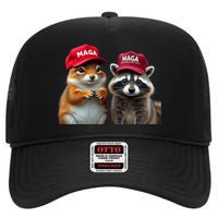 Social Media Star Peanut The Squirrel & Fred The Raccoon High Crown Mesh Back Trucker Hat