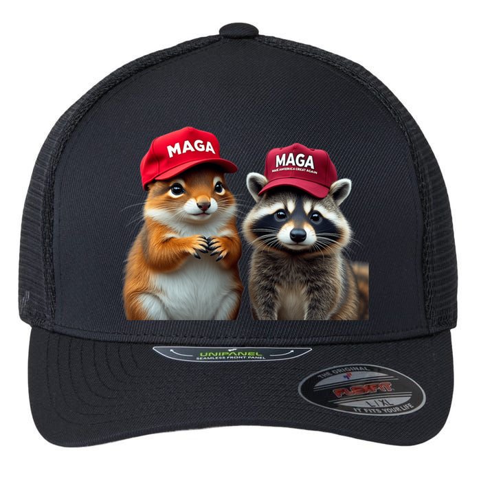 Social Media Star Peanut The Squirrel & Fred The Raccoon Flexfit Unipanel Trucker Cap