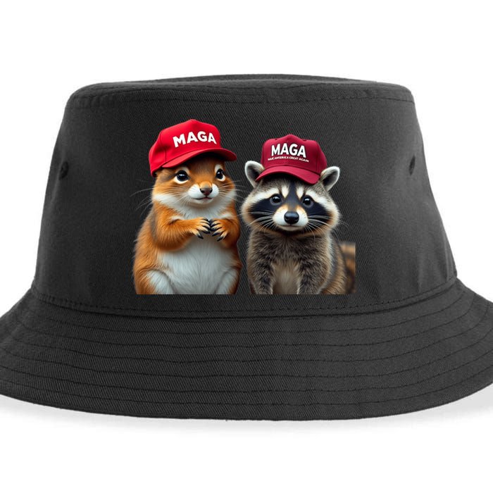 Social Media Star Peanut The Squirrel & Fred The Raccoon Sustainable Bucket Hat