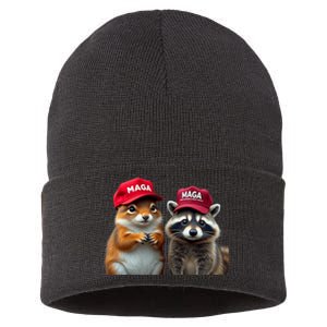 Social Media Star Peanut The Squirrel & Fred The Raccoon Sustainable Knit Beanie