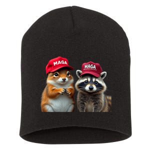 Social Media Star Peanut The Squirrel & Fred The Raccoon Short Acrylic Beanie