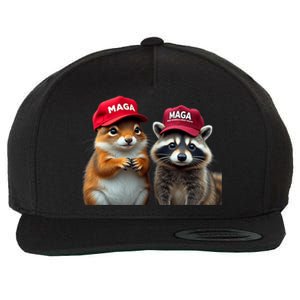 Social Media Star Peanut The Squirrel & Fred The Raccoon Wool Snapback Cap