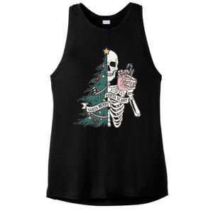 Sorta Merry Sorta Scary Funny Halloween Christmas Skeleton Ladies PosiCharge Tri-Blend Wicking Tank