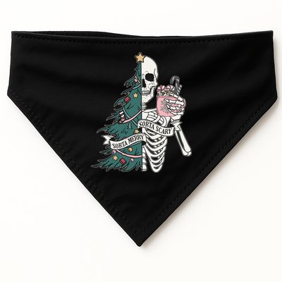 Sorta Merry Sorta Scary Funny Halloween Christmas Skeleton USA-Made Doggie Bandana