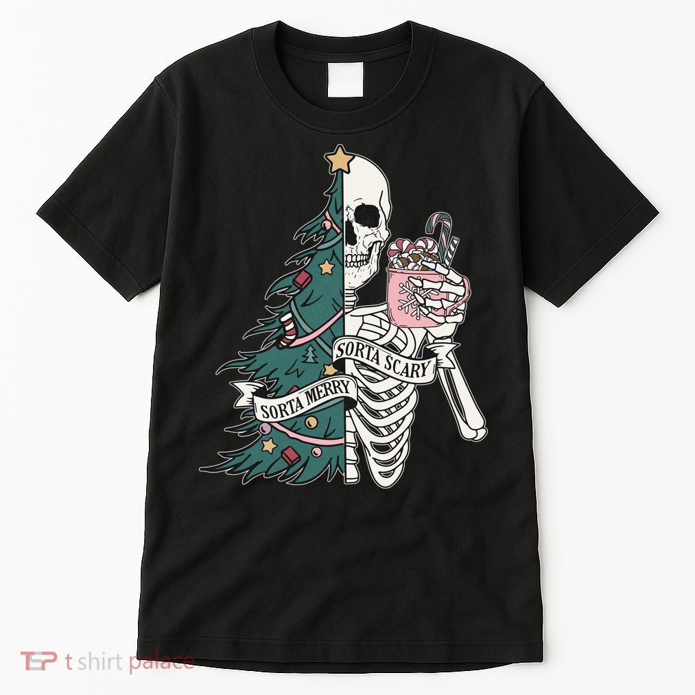 Sorta Merry Sorta Scary Funny Halloween Christmas Skeleton Tall T-Shirt