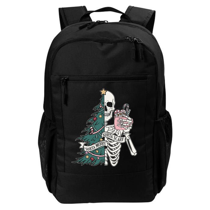 Sorta Merry Sorta Scary Funny Halloween Christmas Skeleton Backpack