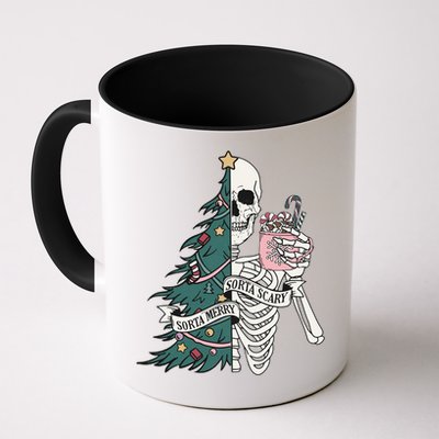Sorta Merry Sorta Scary Funny Halloween Christmas Skeleton Mug