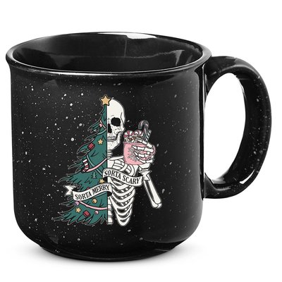Sorta Merry Sorta Scary Funny Halloween Christmas Skeleton 15oz Campfire Ceramic Mug