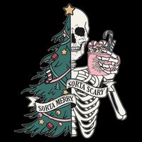 Sorta Merry Sorta Scary Funny Halloween Christmas Skeleton Drawstring Bag