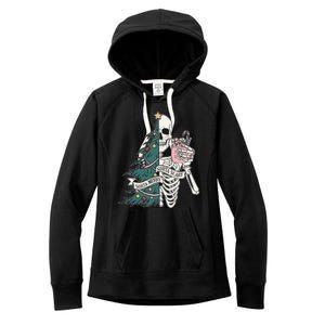 Sorta Merry Sorta Scary Funny Halloween Christmas Skeleton Women's Fleece Hoodie