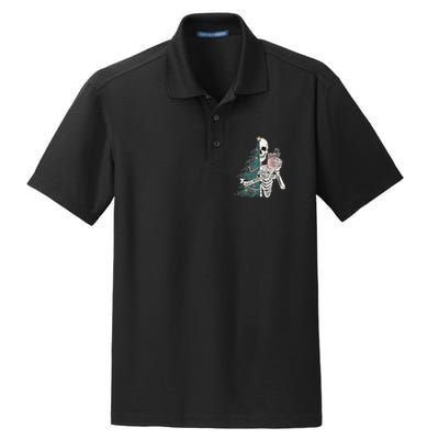 Sorta Merry Sorta Scary Funny Halloween Christmas Skeleton Dry Zone Grid Polo