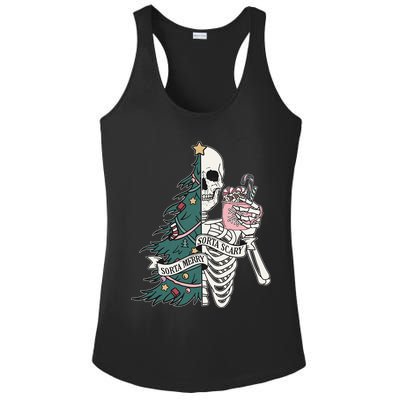 Sorta Merry Sorta Scary Funny Halloween Christmas Skeleton Ladies PosiCharge Competitor Racerback Tank