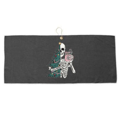 Sorta Merry Sorta Scary Funny Halloween Christmas Skeleton Large Microfiber Waffle Golf Towel