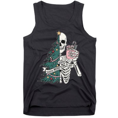 Sorta Merry Sorta Scary Funny Halloween Christmas Skeleton Tank Top